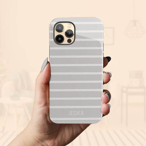 Custom Name Hand Drawn Pastel Stripes iPhone Case
